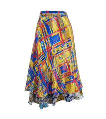 Tea Calf Length Sari Silk Wrap Skirt 50"