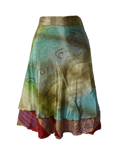 Knee Length Sari Silk Wrap Skirt 48"