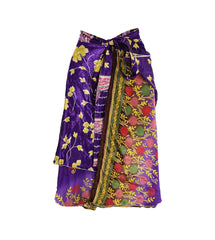Tea Calf Length Sari Silk Wrap Skirt 62"