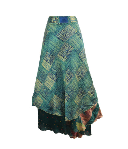 Sari Silk Wrap Skirt M 48"