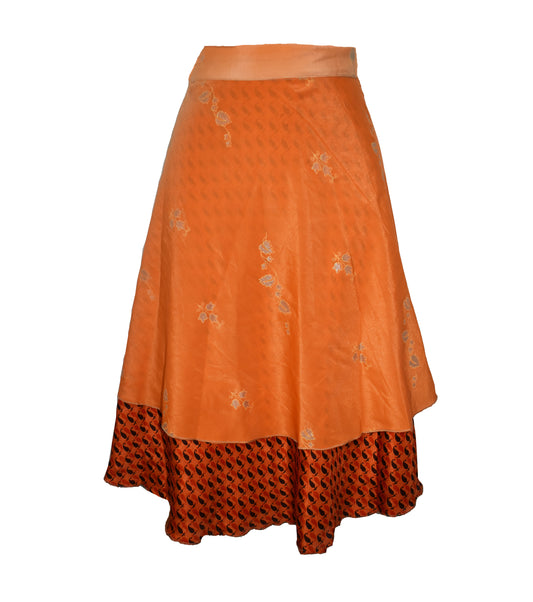 Knee Length Sari Silk Wrap Skirt 48"