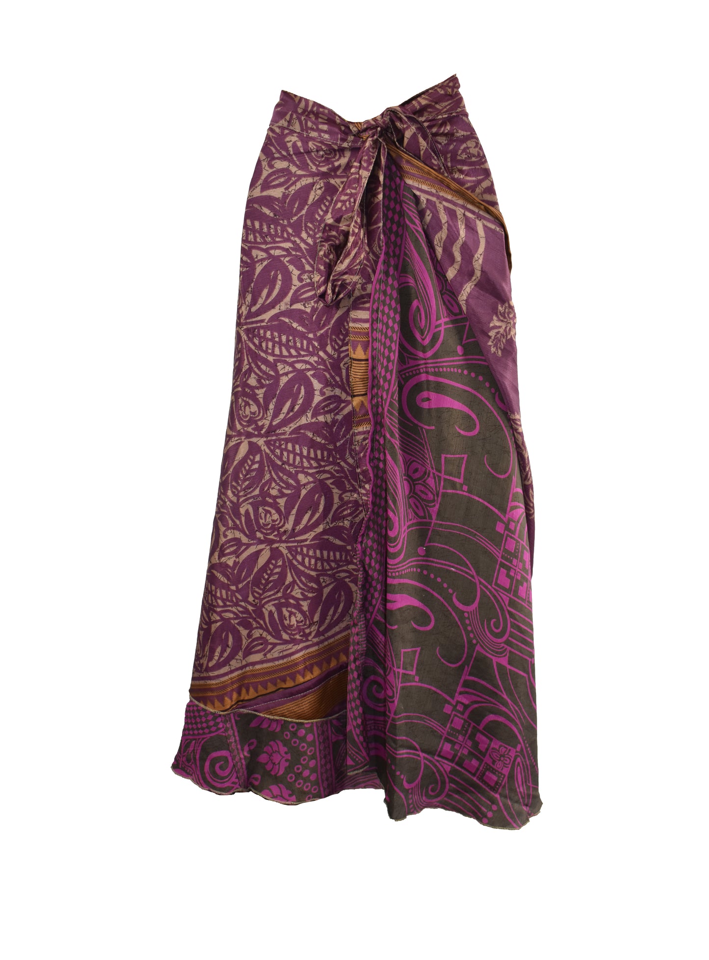 Sari Silk Wrap Skirt M 48"