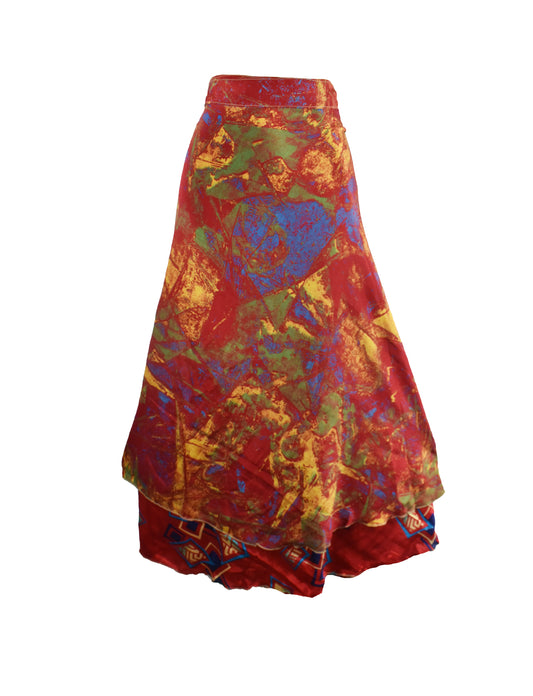 Sari Silk Wrap Skirt 2XL 72"