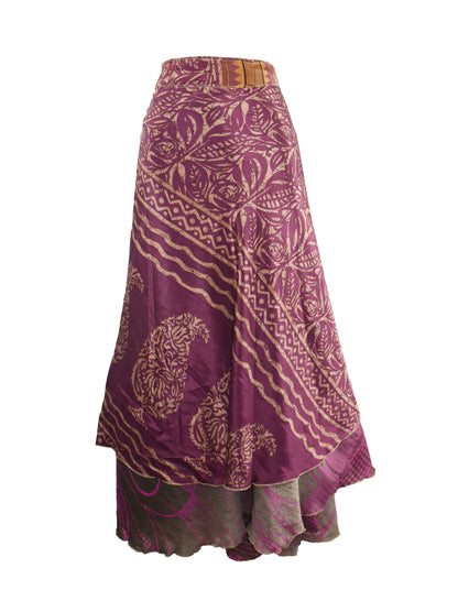 Sari Silk Wrap Skirt M 48"