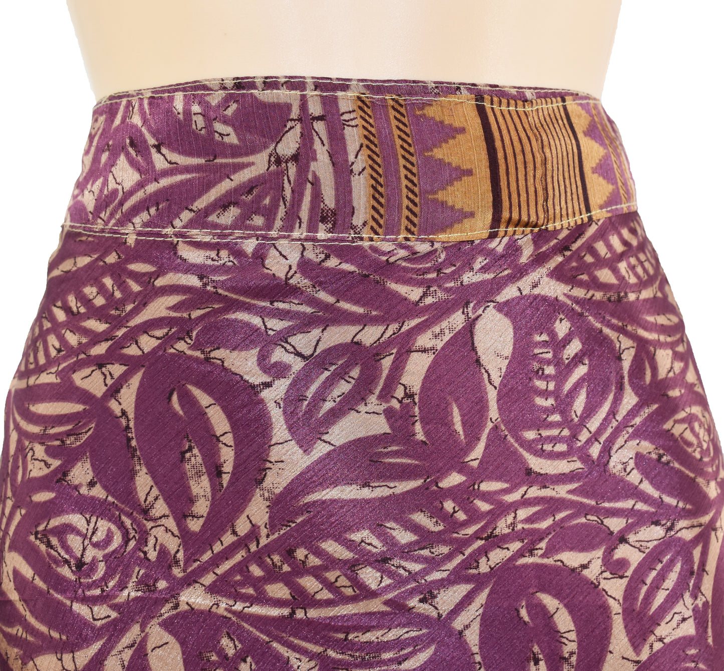 Sari Silk Wrap Skirt M 48"