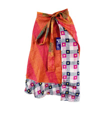 Knee Length Sari Silk Wrap Skirt 62"