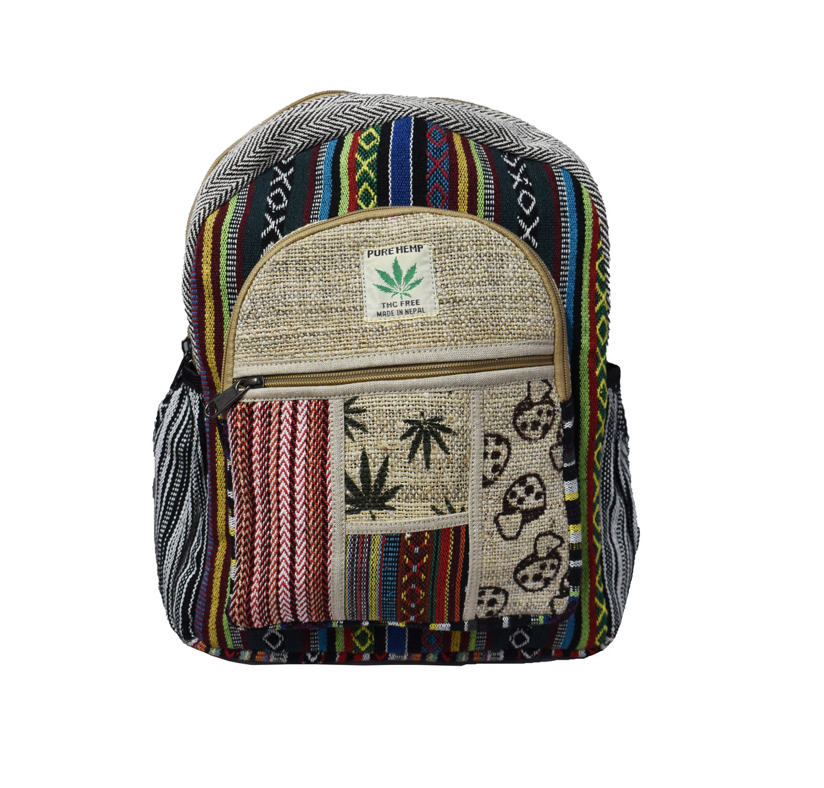 Medium Hemp & Cotton Printed Back Pack