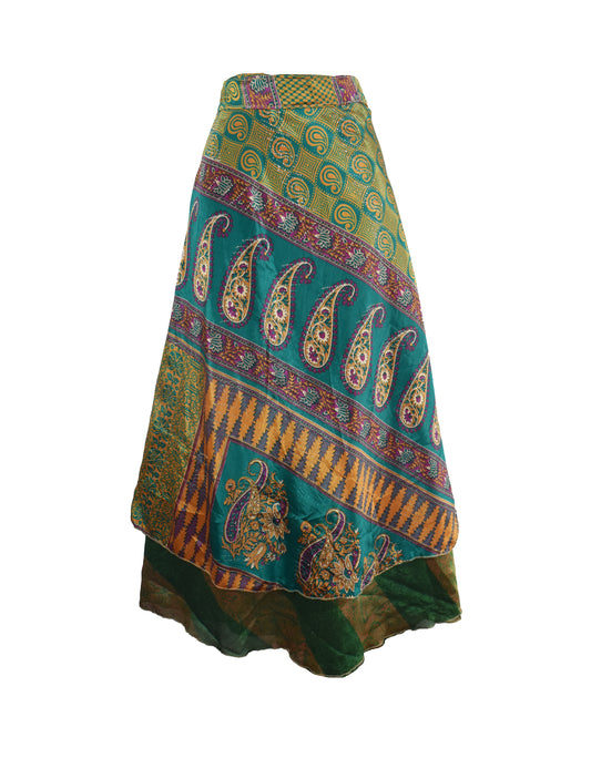 Sari Silk Wrap Skirt 2XL 70"