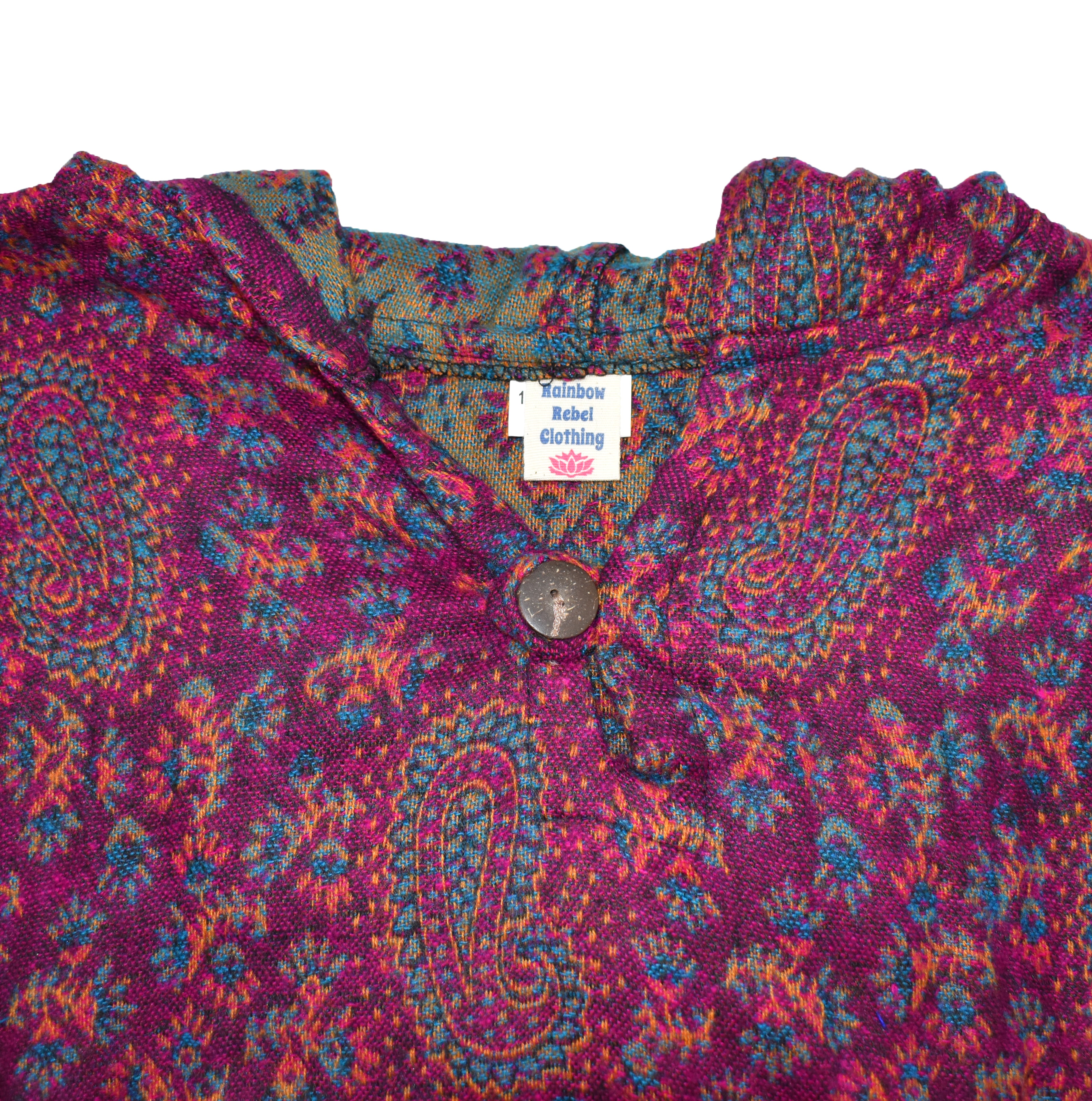 Paisley Flower Pattern Acrylic Fleece Poncho