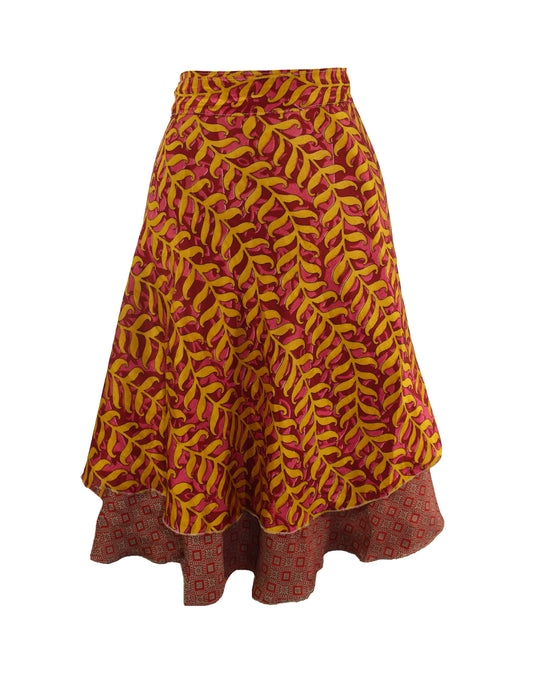 Knee Length Sari Silk Wrap Skirt 48"