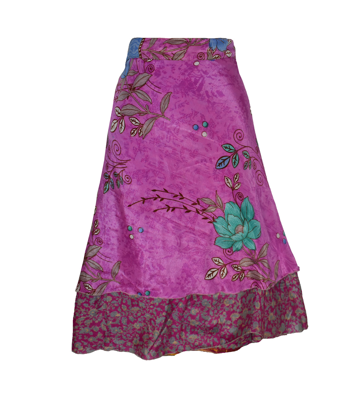Knee Length Sari Silk Wrap Skirt 64"