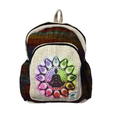 Chakra Lotus Print Cotton & Hemp Back Pack