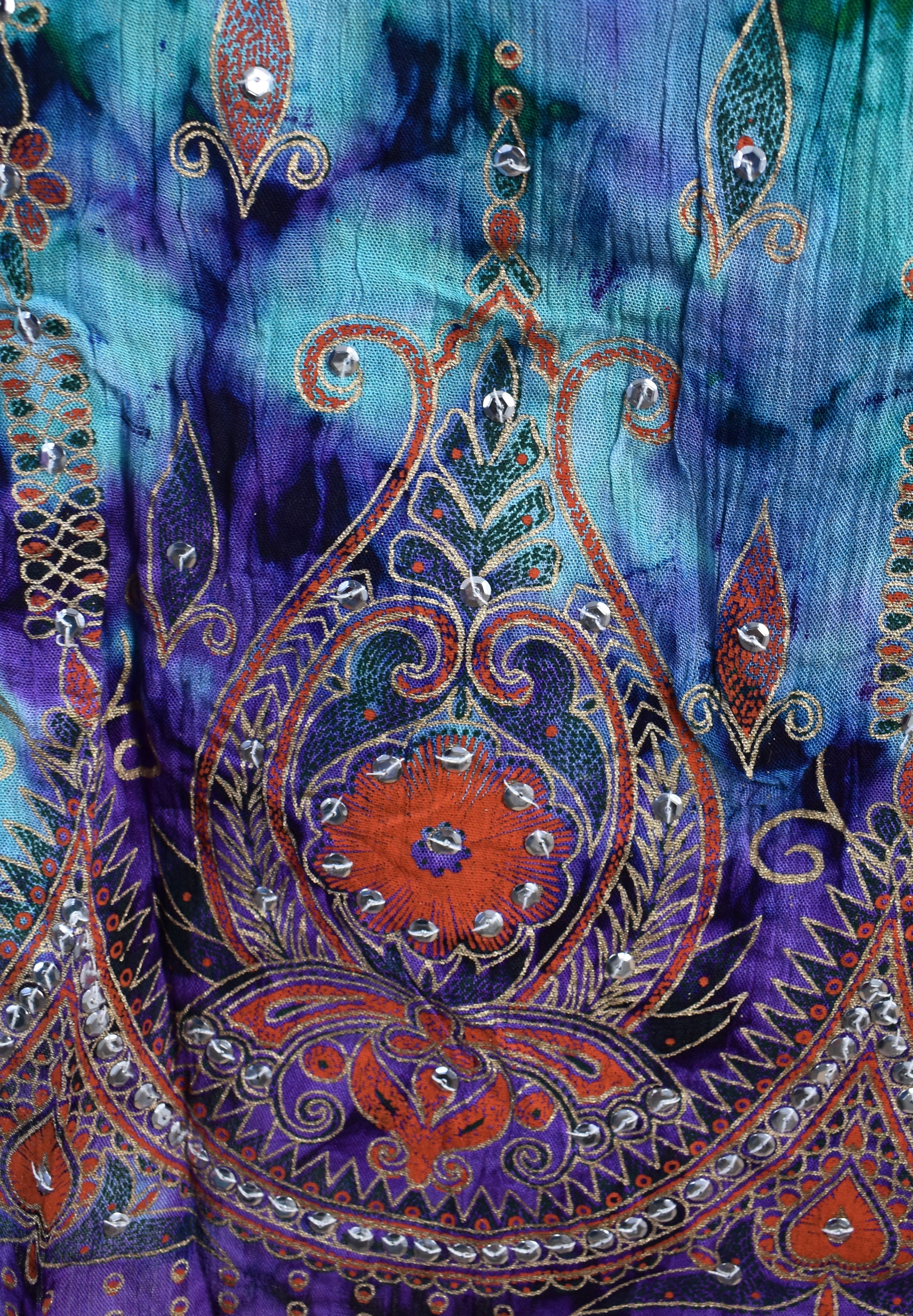 Gold Print Tie Dye Rayon Indian Skirt