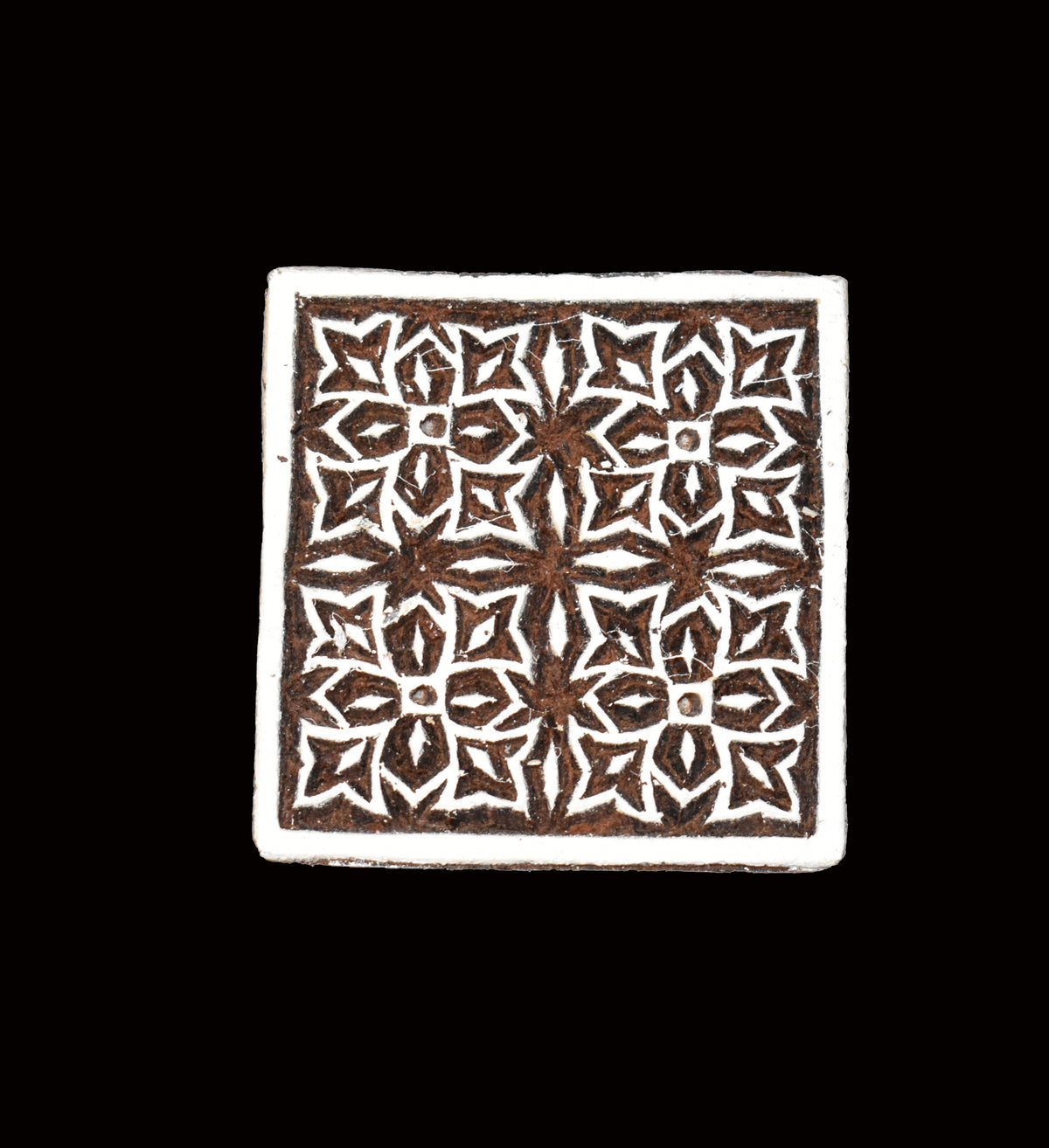 Indian Wood Printing Block - Square Flower (5cm)