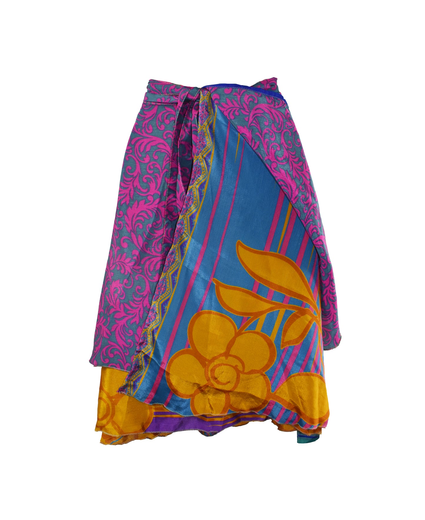 Knee Length Sari Silk Wrap Skirt 48"