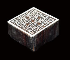 Indian Wood Printing Block - Square Flower (5cm)