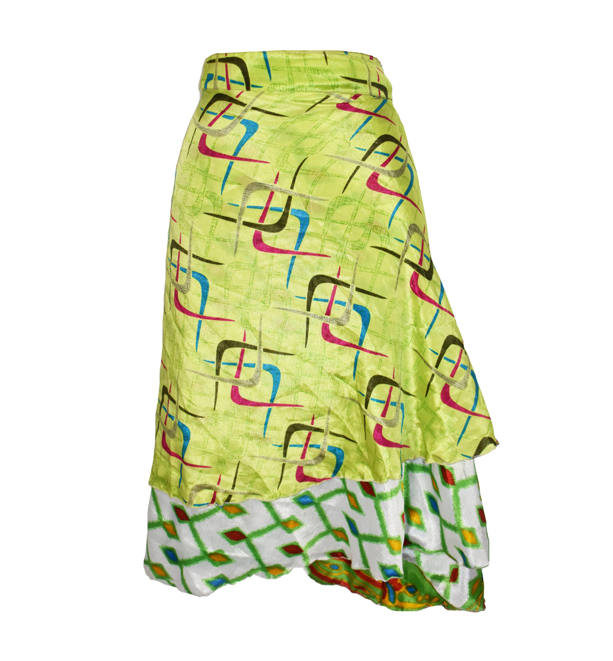 Knee Length Sari Silk Wrap Skirt 64"