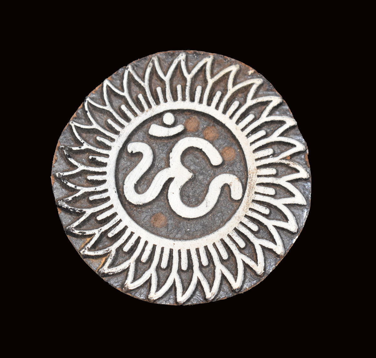 Indian Wood Printing Block - Om Sun (6.5cm)