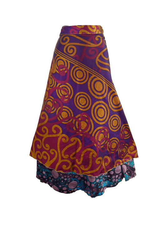 Sari Silk Wrap Skirt 2XL 70"