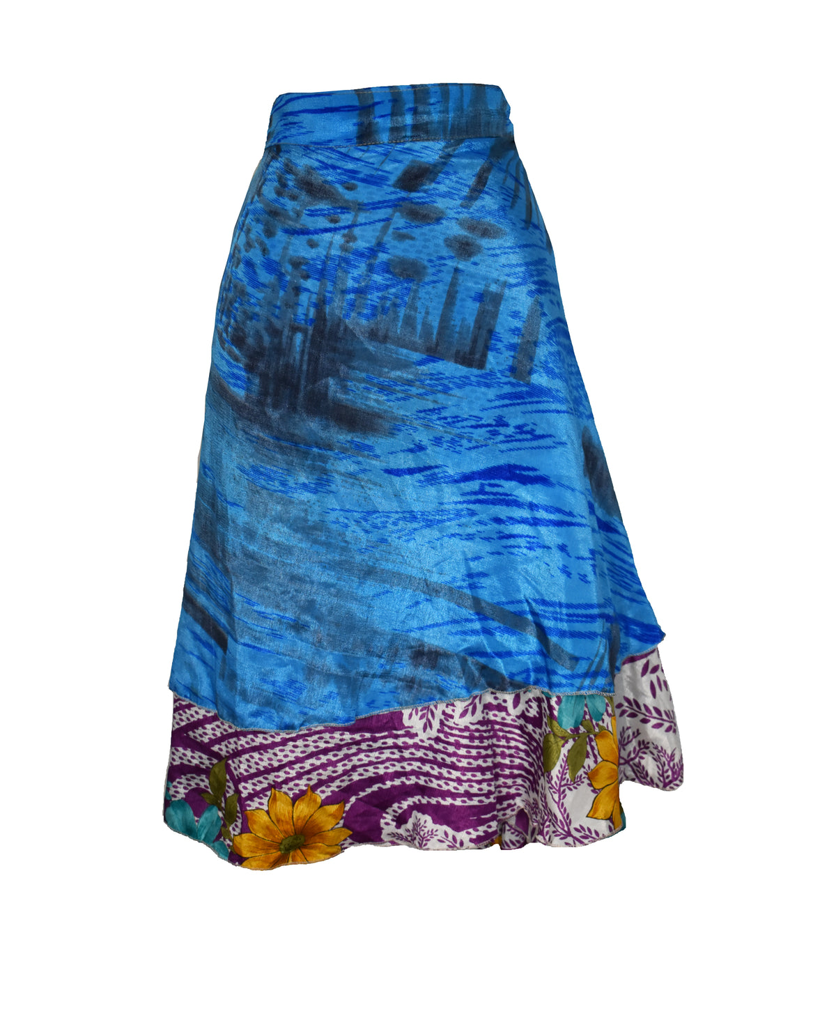 Knee Length Sari Silk Wrap Skirt 64"