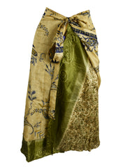 Tea Calf Length Sari Silk Wrap Skirt 60"