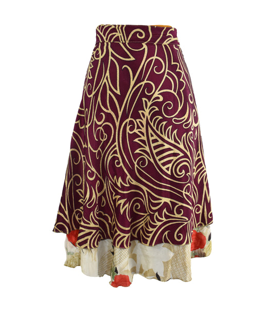 Knee Length Sari Silk Wrap Skirt 48"