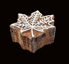 Indian Wood Printing Block - Leaf (5.5cm)