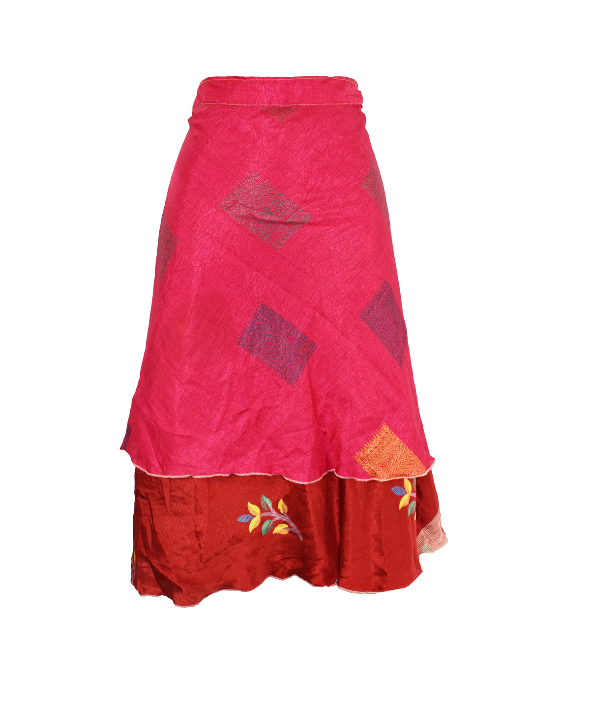 Knee Length Sari Silk Wrap Skirt 70"