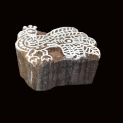 Indian Wood Printing Block - Peacock (6.5cm)