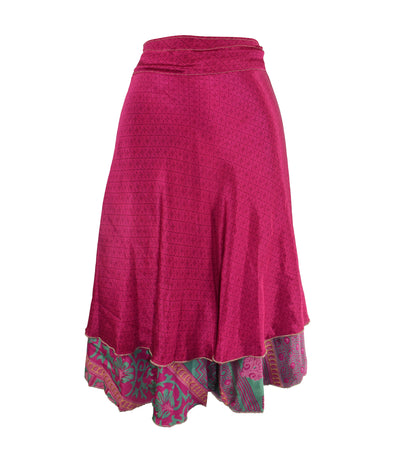 Knee Length Sari Silk Wrap Skirt 48"