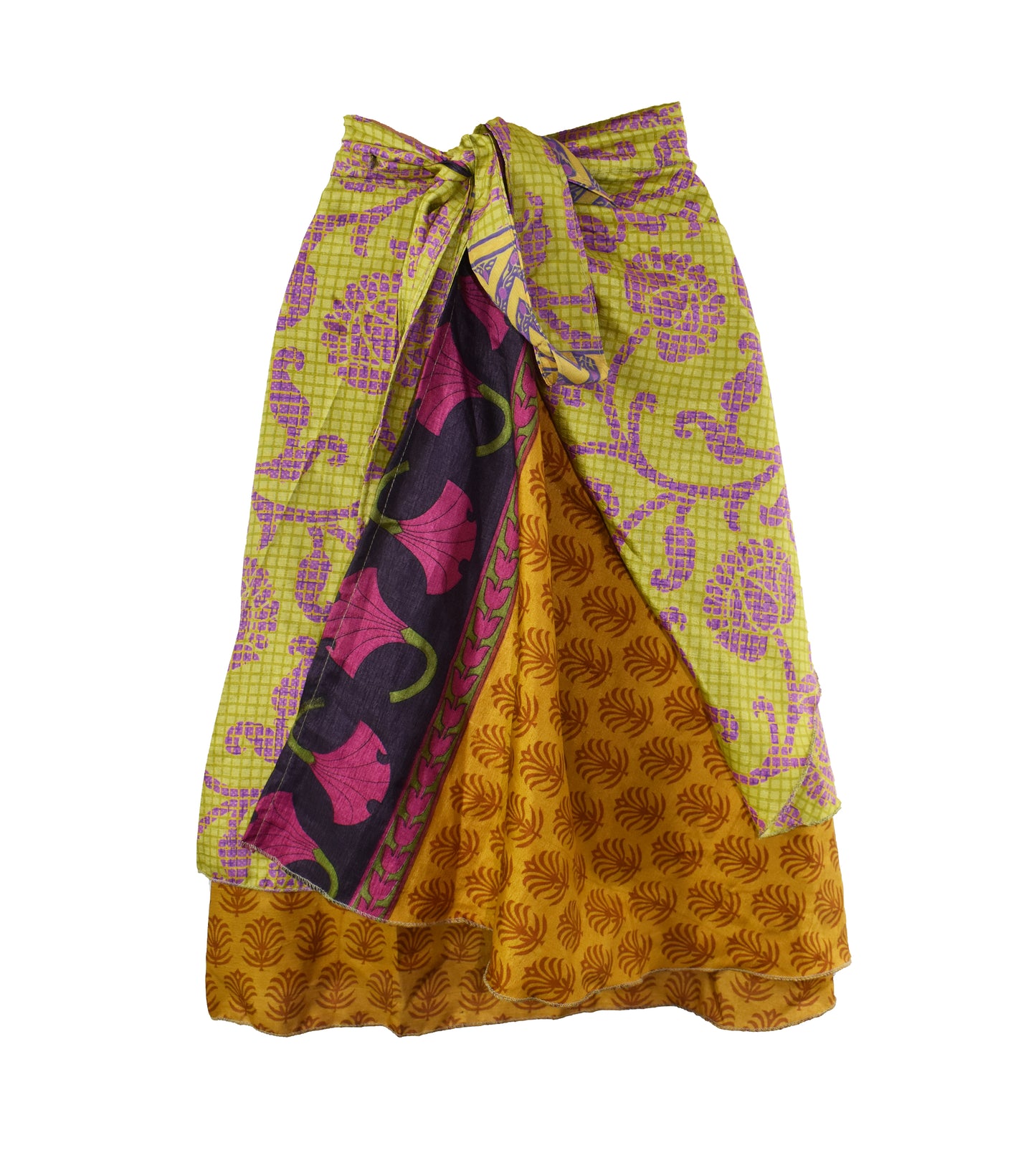 Knee Length Sari Silk Wrap Skirt 48"