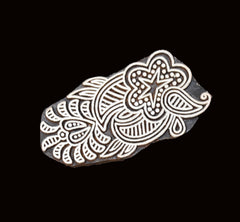 Indian Wood Printing Block - Flower Bird (8x4cm)