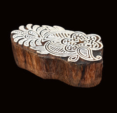 Indian Wood Printing Block - Flower Bird (8x4cm)