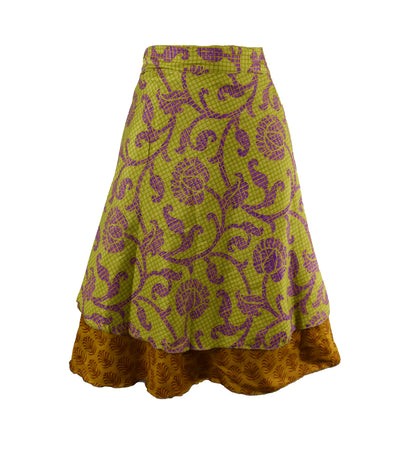 Knee Length Sari Silk Wrap Skirt 48"