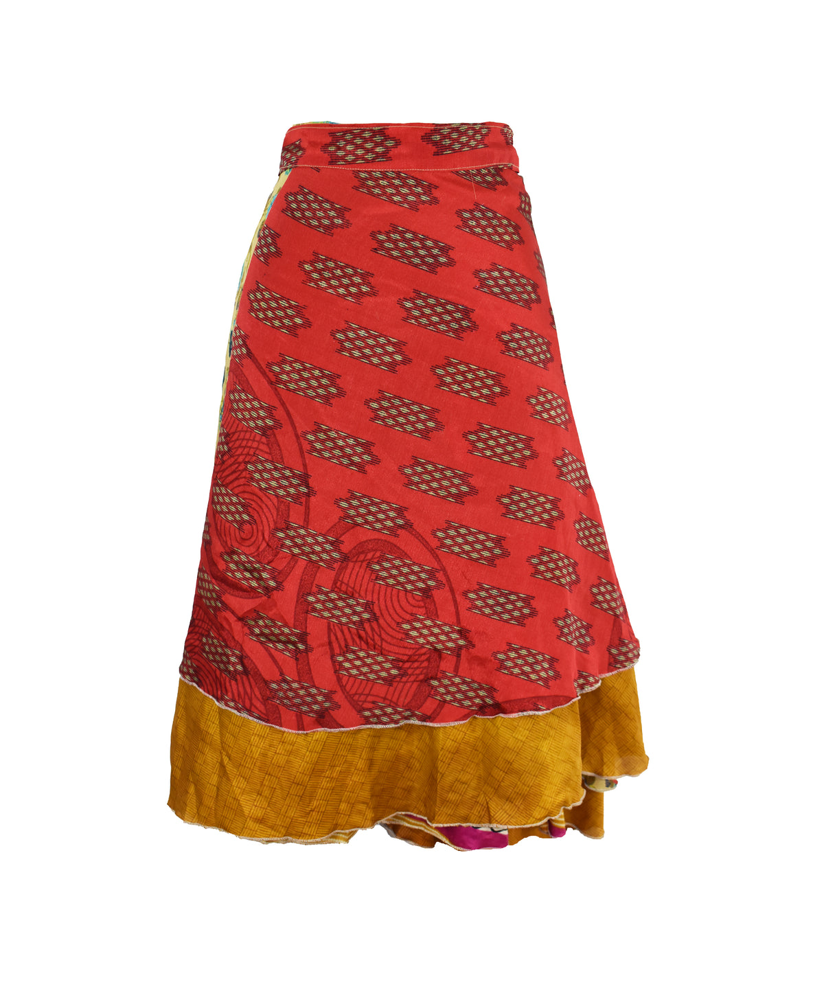 Knee Length Sari Silk Wrap Skirt 70"