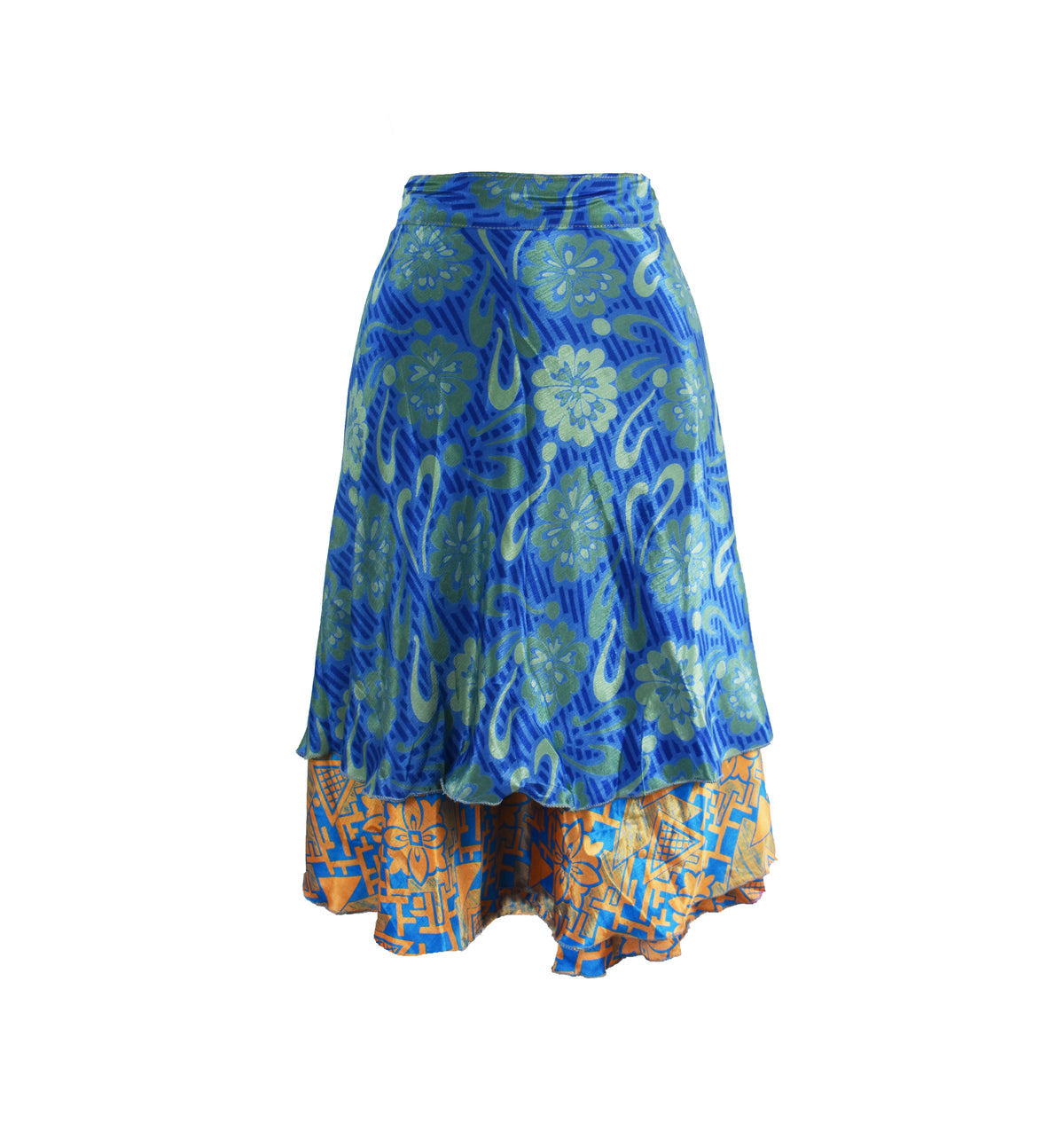 Knee Length Sari Silk Wrap Skirt 48"