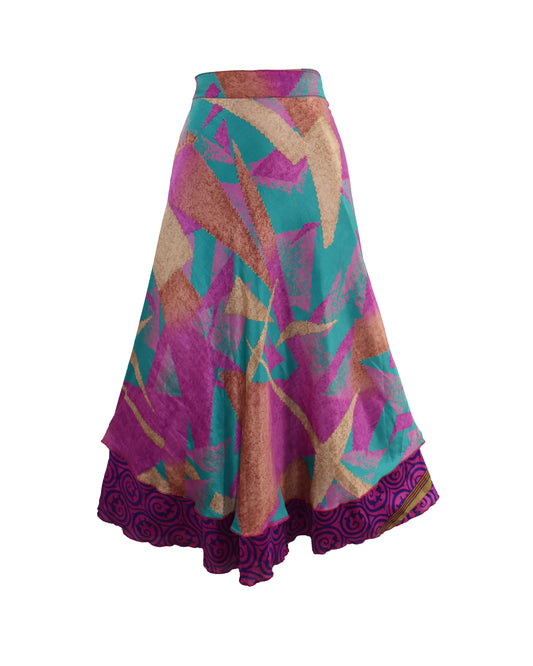 Sari Silk Wrap Skirt M 48"