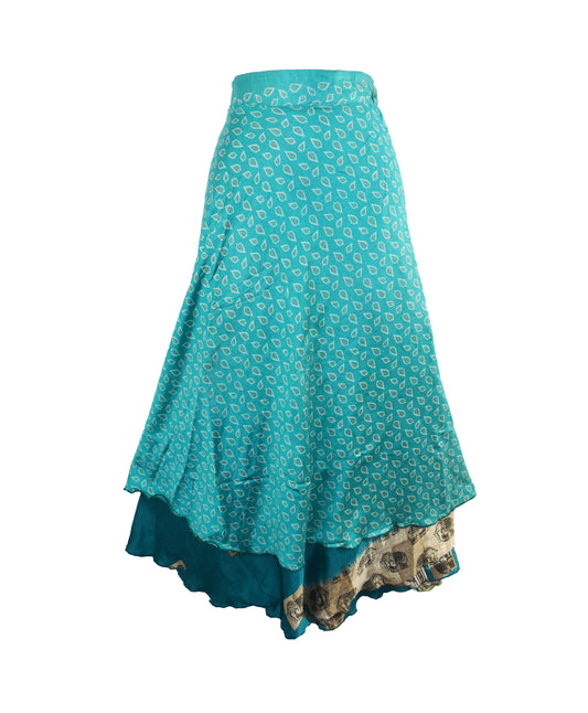 Sari Silk Wrap Skirt M 48"