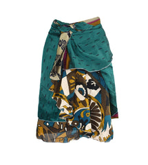 Knee Length Sari Silk Wrap Skirt 48"