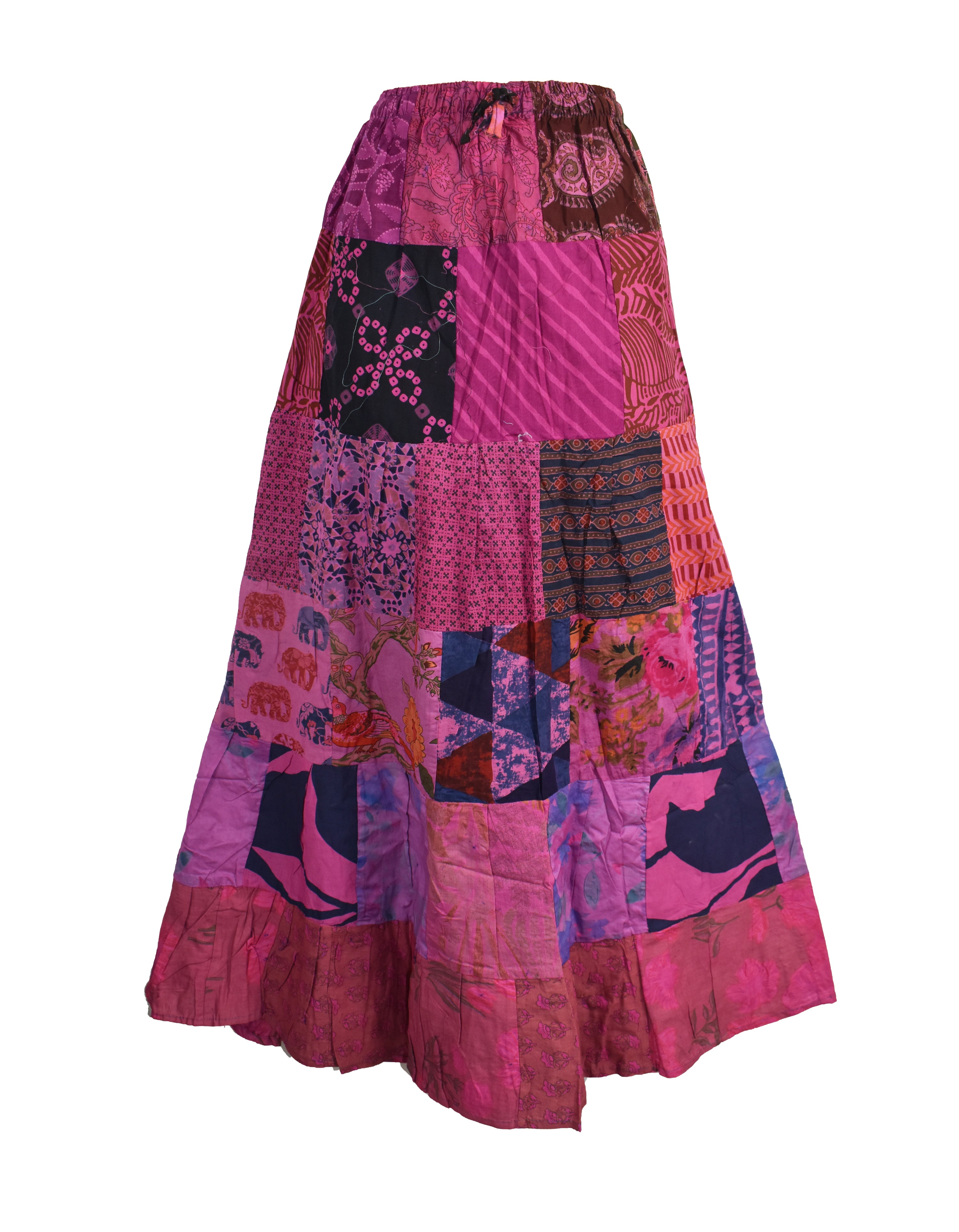 Patchwork Overdyed Cotton Skirt