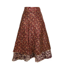Tea Calf Length Sari Silk Wrap Skirt 48"