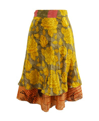 Knee Length Sari Silk Wrap Skirt 48"