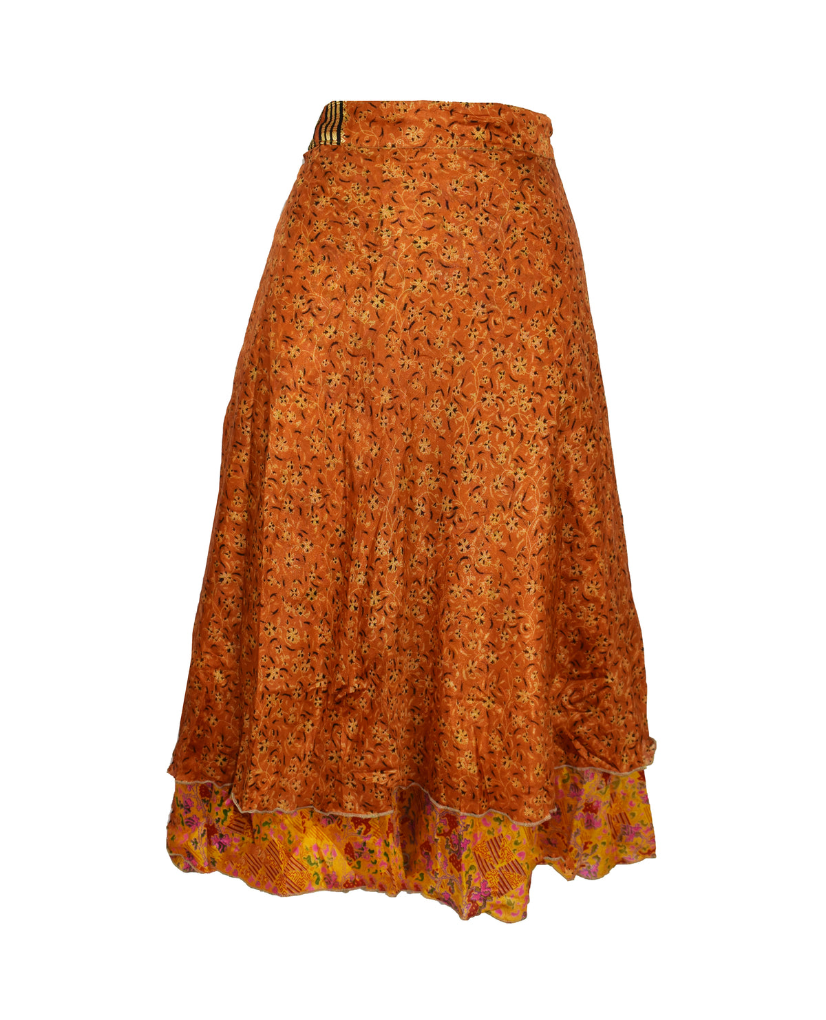 Tea Calf Length Sari Silk Wrap Skirt 48"