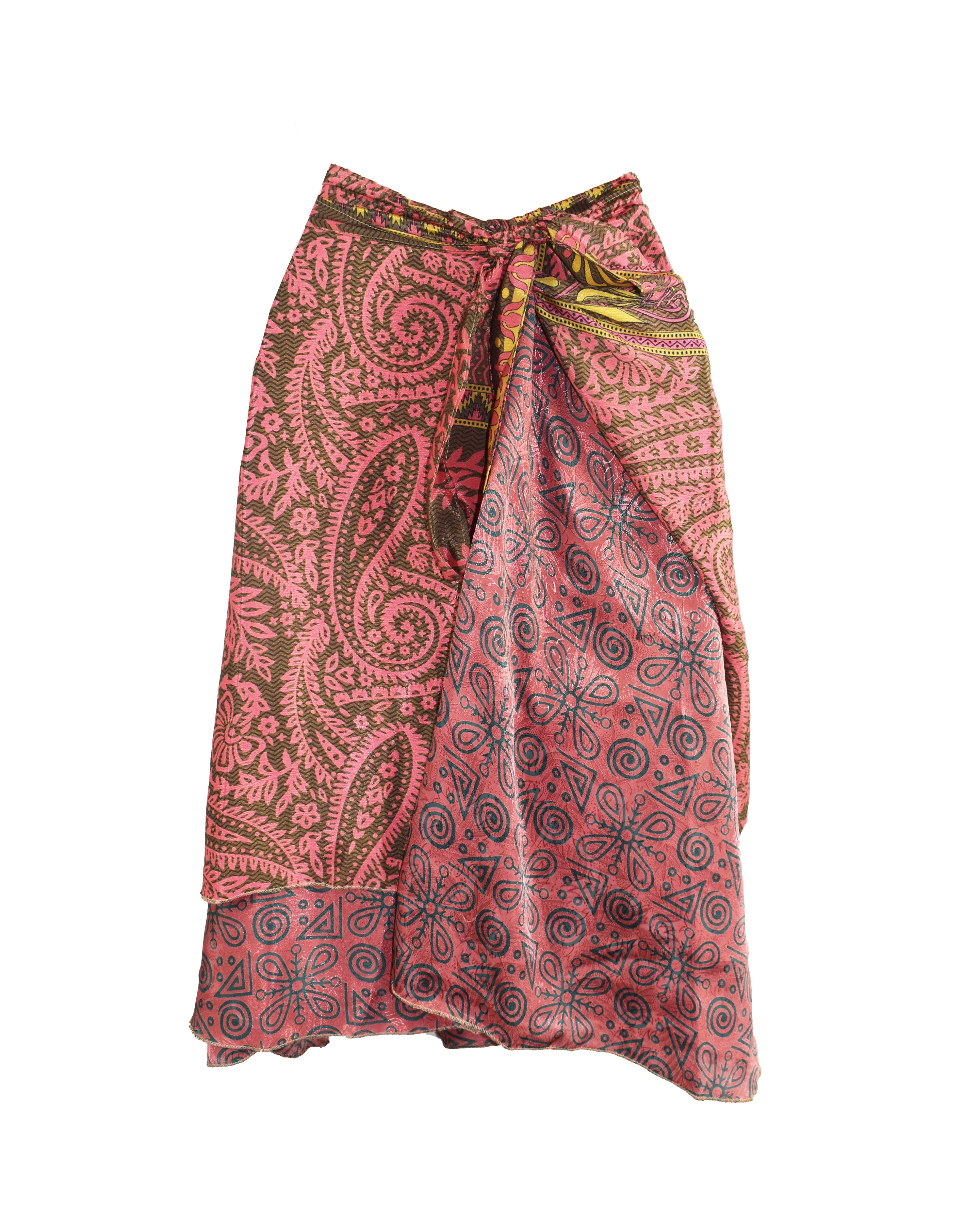 Knee Length Sari Silk Wrap Skirt 48"