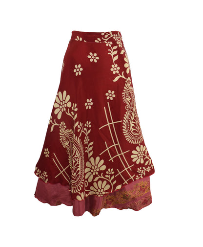 Sari Silk Wrap Skirt M 48"