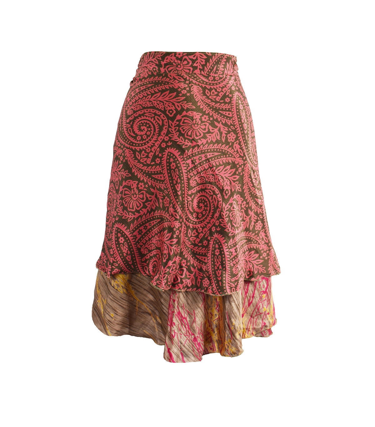 Knee Length Sari Silk Wrap Skirt 48"