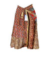 Knee Length Sari Silk Wrap Skirt 72"