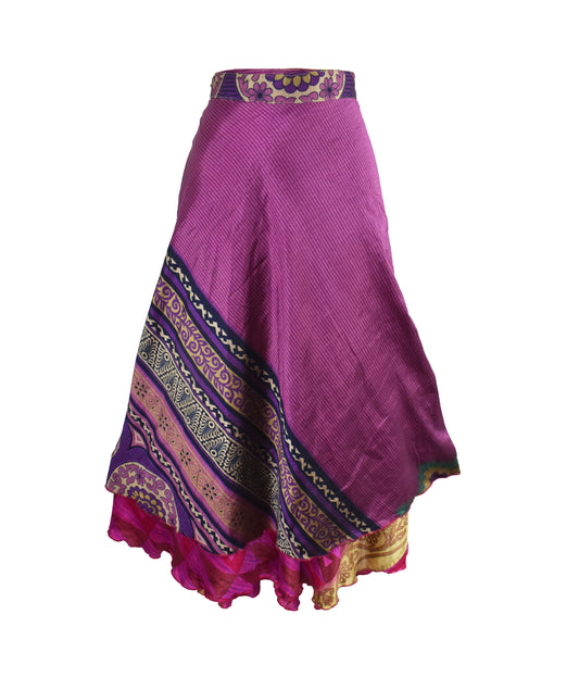 Sari Silk Wrap Skirt M 48"