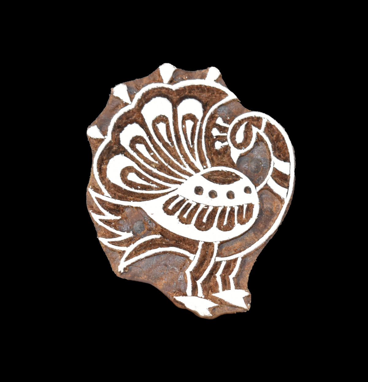 Indian Wood Printing Block - Peacock (7cm)