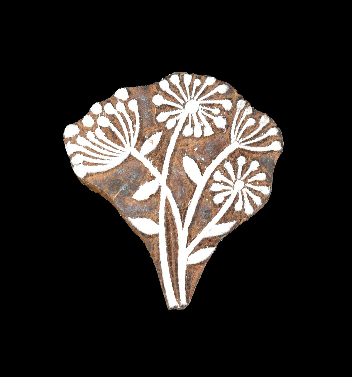 Indian Wood Printing Block - Flower Thistle (7cm)